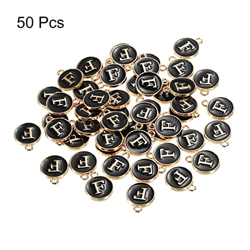 MECCANIXITY Alphabet Letter Charm Double Sided Alphabet Pendant, for Earring Jewelry Making - style: F