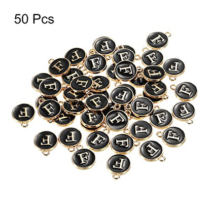 MECCANIXITY Alphabet Letter Charm Double Sided Alphabet Pendant, for Earring Jewelry Making - style: F