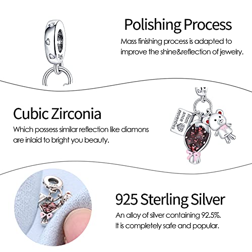 Pandach Animal Charm Bead fits Charms Bracelets for Woman-925 Sterling Silver Dangle Pendant Bead,Jewelry Beads Gifts for Women Bracelet&Necklace - style: Three Piece Charm Bear Bouquet