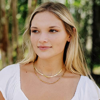 Layered Necklaces for Women - 14K Dainty Gold Plated Layering Chokers Necklaces Set Multilayer Delicate Necklace Trendy Adjustable Long Layered Necklaces for Women - style: 15 Paper Clip + Snack Chain