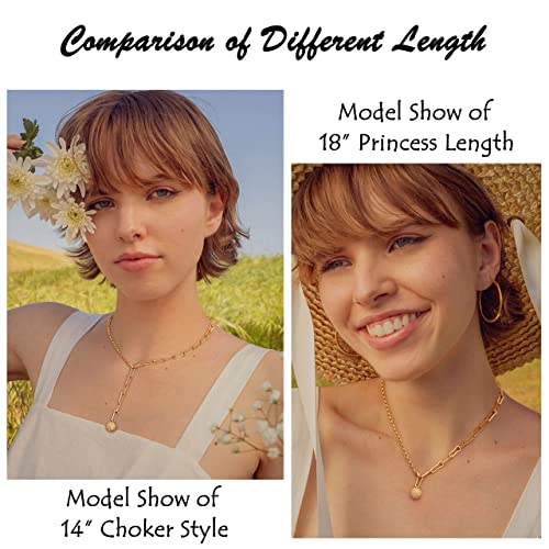Aobei Pearl 18K Gold Plated Moon Star Lion Evil Eye Love Heart Cross Pendant Necklace Medallion Paperclip Chian Choker Layering Jewery for Women - color: Golden Matte Ball