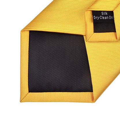 GUSLESON Classic New 3.15"（8cm） Men's Solid Color Necktie Wedding Business Tie + Gift Box - color: Gold