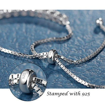 FANCIME Birthstone Bracelet Jewelry for Women Sterling Silver Tennis Bracelet Classic Bolo Adjustable Chain Fine Jewelry Anniversary Birthday Gifts for Women Mom Wife Her - color: 10-Black Tourmaline