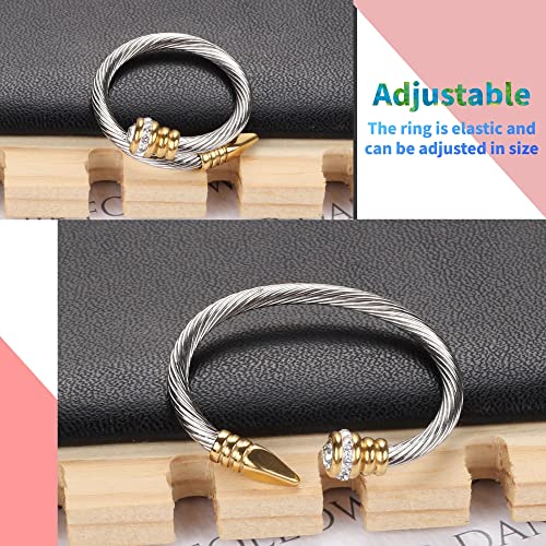 Dorriss Ring for Women Adjustable Cable Nail Rings Open Stackable Jewelry - color: A-Gold & Silver