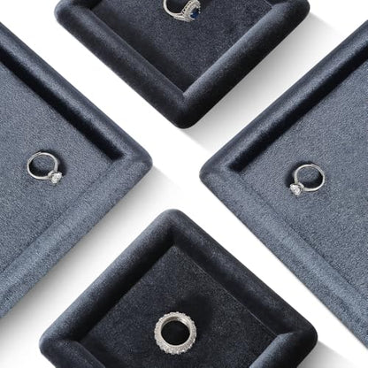 Velvet Jewelry Display Tray for Ring Earrings Necklace Bracelet Flat Tray - color: Gray, size: 12.99 × 9.06 in