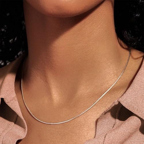 Gold & Silver Layered Chain Necklaces for Women Men,Stackable Dainty Figaro Cuban Paperclip Snake Link Jewelry Set