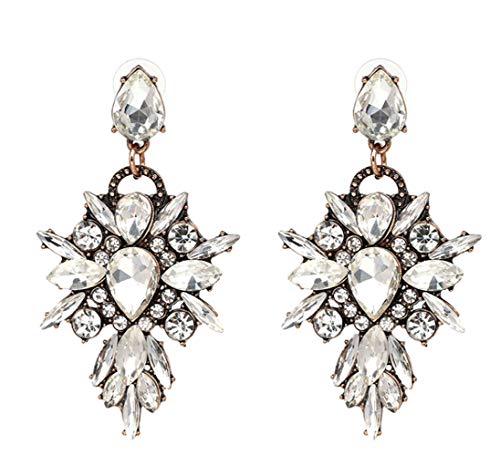 Extra LARGE Antique Retro Art Deco Vintage Style Chunky Statement Rhinestone Pageant Drag Queen Bridal Prom Wedding Earrings