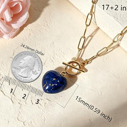 Teardrop CZ Pendant Paperclip Chain Necklace 18K Plated Paperclip Toggle Necklace Jewelry Birthstone Gift for Women - color: Red patterned