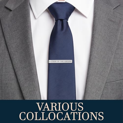 HAWSON Father of the Bride and Groom Tie Clip Best Man Skinny Stainless Steel Marriage Tie Bar Wedding Gift for Man - style: 2''-Father Of The Groom