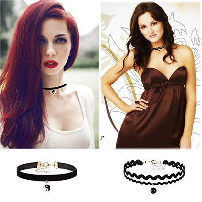 K&Q 52 PCS Choker Necklace, Classic Gothic Black Cute Lace Velvet Collar Choker Necklace Set