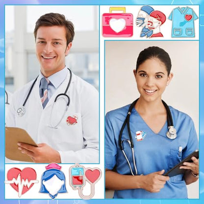 SANNIX 60Pcs Nurse Pins, Medical Enamel Lapel Pins Cartoon Heart Stethoscope Pill Ambulance Brooch Pin Nurse Doctor Backpacks Pin Badge Nurse Day Gifts for Clothes Bags Hats Accessories, 30 Styles - style: Nurse Pins