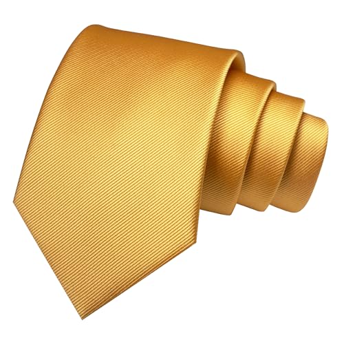 JEMYGINS Solid Color Formal Necktie and Pocket Square Tie Clip Sets for Men - color: Gold/Yellow