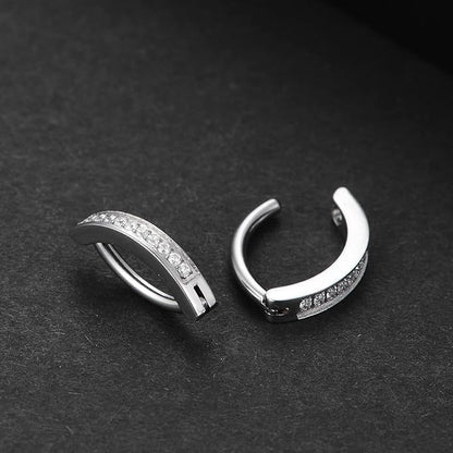Clicker Belly Button Ring Hoop Belly Button Ring 14G Navel Ring | Surgical stainless steel hinged belly button ring for belly button piercing, navel body jewelry for women and men - color: CZ Silver