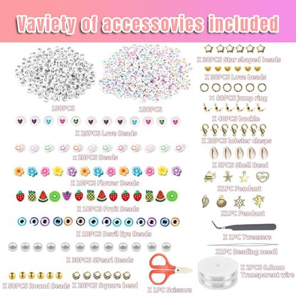 14400pcs Glass Seed Beads for Jewelry Making Kit, 120 Colors 4mm Small Beads Kit Bracelet Beads with Letter Evil Eye Beads Jump Rings & Charms Pendants for Bracelets Making, DIY, Adult Craft Supplies