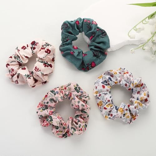 4PCS White Lake Green beige Pink Silk Scrunchies For Hair Scrunchies Silk Hair Tie Elastic Headband for Women Fashion Accessories - color: Multicolored 2
