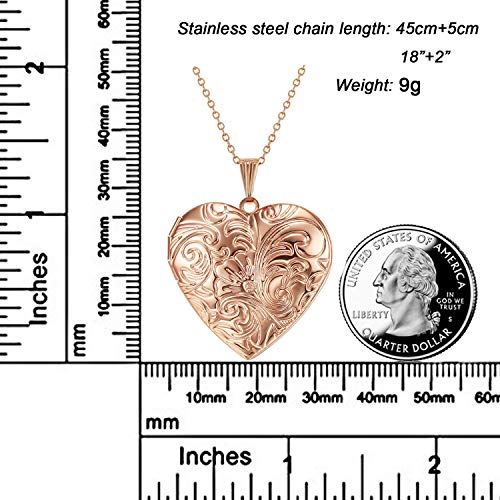 Locket Necklace that Holds Pictures Flower Lockets Pendant Necklaces Birthday Gifts Jewelry - style: Rose Heart