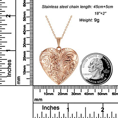 Locket Necklace that Holds Pictures Flower Lockets Pendant Necklaces Birthday Gifts Jewelry - style: Rose Heart