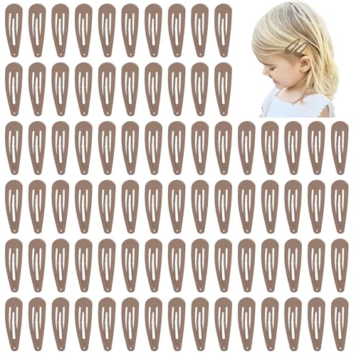 80Pcs Light Brown 2Inches Craft Snap Hair Clips DIY Non-slip Hair Barrettes | 5cm DIY Naked water drop snap hair clips for Women Baby Girls Toddlers Kids Hair Accessories Bulk - color: Light Brown