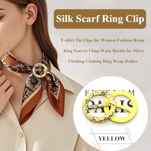 12PCS Silk Scarf Ring Clip T-shirt Tie Clips for Women Fashion Resin Ring Scarves Clasp Waist Buckle for Shirts Clothing Clothing Wrap Holder with 1 Exquisite Box (Inner 30mm/1.18in, Color 12)