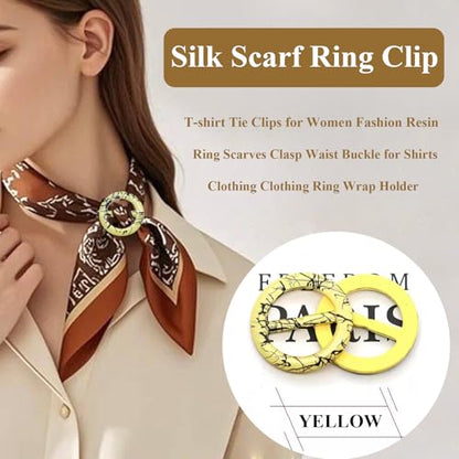 12PCS Silk Scarf Ring Clip T-shirt Tie Clips for Women Fashion Resin Ring Scarves Clasp Waist Buckle for Shirts Clothing Clothing Wrap Holder with 1 Exquisite Box (Inner 30mm/1.18in, Color 12)