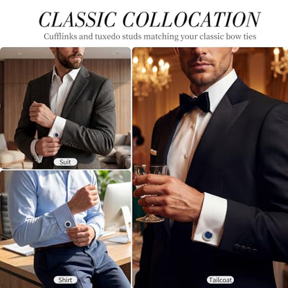 Tuxedo Cuff Links,Cufflinks for Men | Stainless Steel, Lead-Free and Nickel-Free, Gift Box Packed, Boyfriend Husband Father, Wedding Party Anniversary Birthday - color: Blue