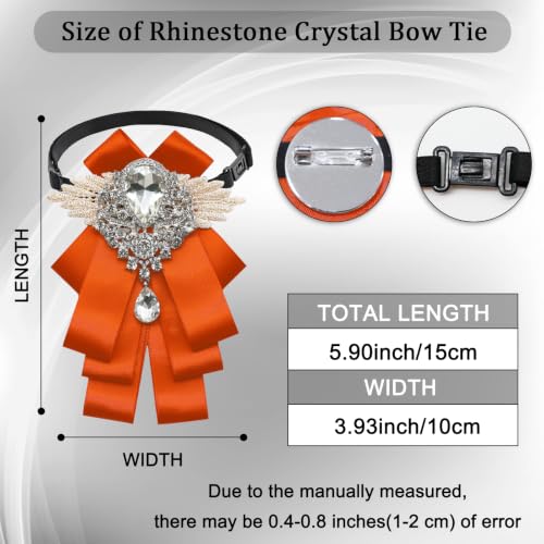 Big Rhinestone Bow Ties，Bowtie Pre-Tied Bowties Men Women | Suit for tuxedo party wedding - color: Orange