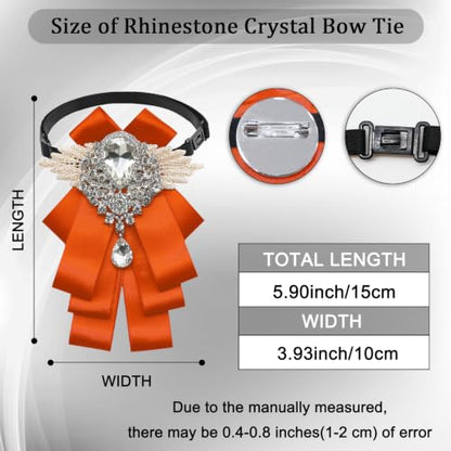 Big Rhinestone Bow Ties，Bowtie Pre-Tied Bowties Men Women | Suit for tuxedo party wedding - color: Orange