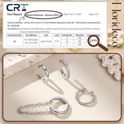 Florideco 4Pcs Ear Cuffs Non-Piercing for Women Dainty 14K Gold Plated Clip On Cartilage Earrings Hypoallergenic Huggie Hoop Cuffs Fake Earings for Non Pierced Ears - color: Classic-White Gold Plated