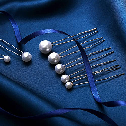 32 Pieces Wedding Pearl Hair Pins Bridal Pearl Rhinestone Hair Pins Hair Accessories U Shape Barrette for Bride Bridesmaid Women Girls (Silver) - color: Silver