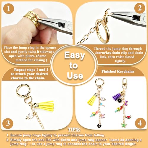 440Pcs Keychain Making Kit, DIY Craft Supplies with Charms Keychain Tassels | Keychain Clip Hooks, Jump Rings, Key Rings, Extender Chains & Tools for DIY Crafting - size: 440pcs kit