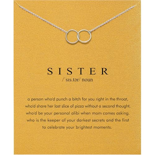 Baydurcan Dainty Silver Necklace for Women Ankh Horse Celtic Necklace Gifts | Dainty charm gifts for friends sister mother, birthday, christmas, graduation gifts. Ready to give with card & envelope. - style: Twin-Sister