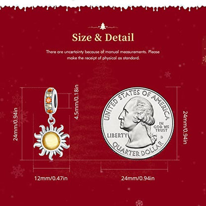 925 Sterling Silver Charms for Bracelet Jewelry Gifts for Women - color: Sun