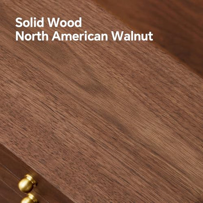 Wooden Jewelry Box, Large, Black Walnut Wood | For Women & Men, Velvet Lined Organizer, 3 Drawers, Brass Handles, Earring Ring Necklace Storage - size: 3 drawers
