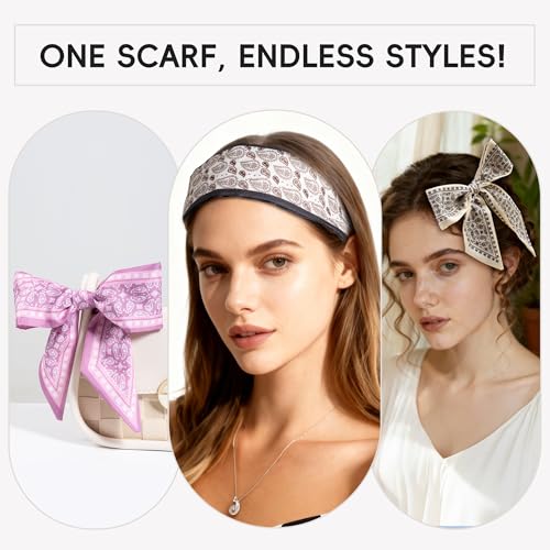 ZXZH 6 Pack Fashion Scarves for Women, Versatile Boho Head Scarf | Satin Scarf for Hair, Neck, Wrist, and Purse Accessories - color: Classic Paisley
