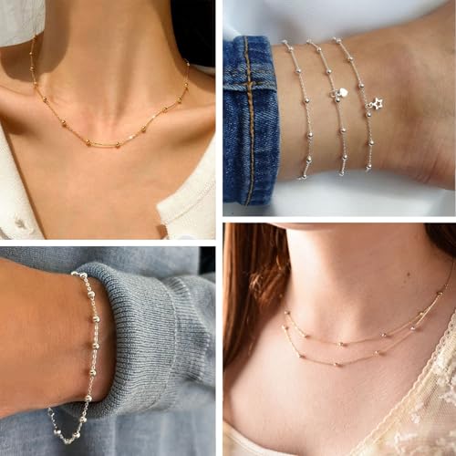 33FT 2mm Stainless Steel Satellite Bead Chains Roll Bulk for Jewelry Making | 304 Stainless Steel Ball Beaded Cable Link Chains Spool for Necklace DIY Craft - color: Stainless Steel Big Beads Satellite Cable Chain