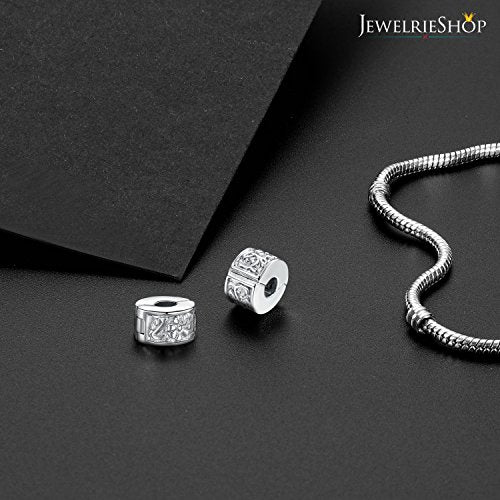 JewelrieShop Clip Spacer Charm for Bracelet Clip Lock Stopper Bead Spacer European Openable Beads 2pcs - color: #09S x 2 Pieces