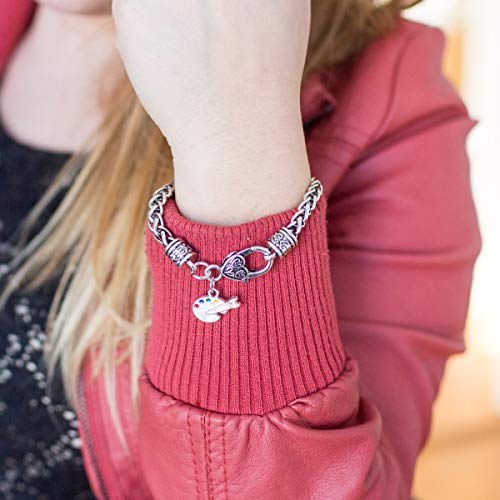 Silver Customized Charm Bracelet with Cubic Zirconia Jewelry - style: Artist's Palette