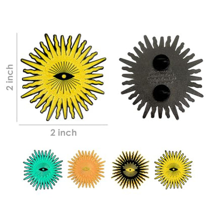 Set of 4 Sun Enamel Lapel Pin - A Thoughtful Gift for Best Friend and Loved One - A Unique Message on Each Pin