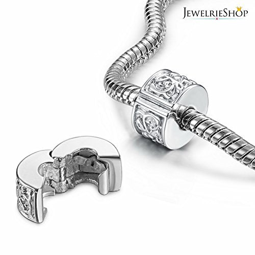 JewelrieShop Clip Spacer Charm for Bracelet Clip Lock Stopper Bead Spacer European Openable Beads 2pcs - color: #09S x 2 Pieces