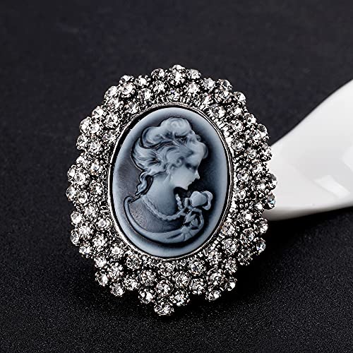 JJTZX Victorian Black Velvet Lace Choker Gothic Lady Cameo Necklace Gift for Her - style: Brooch 11-Silver