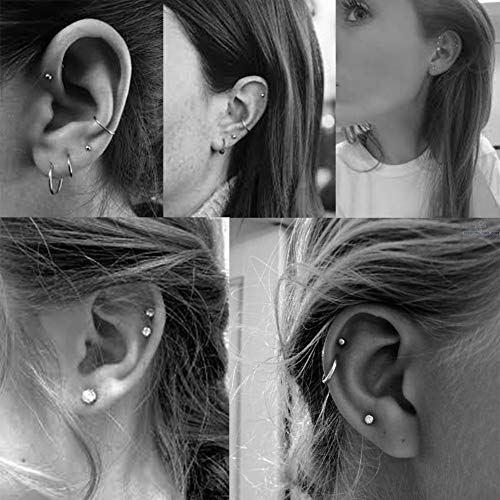 EPIRORA Sterling Silver Stud Earrings for Women Men- 3 Pairs 3mm Tiny Ball Stud Earrings Round CZ Earrings Pearl Earrings Set Cartilage Small Tragus Earrings - style: 3 Pairs-Pearl*1,Round Ball*1,CZ*1