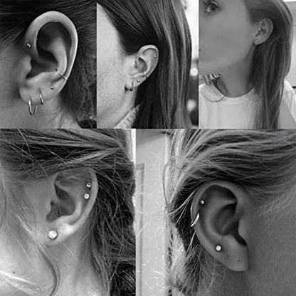EPIRORA Sterling Silver Stud Earrings for Women Men- 3 Pairs 3mm Tiny Ball Stud Earrings Round CZ Earrings Pearl Earrings Set Cartilage Small Tragus Earrings - style: 3 Pairs-Pearl*1,Round Ball*1,CZ*1