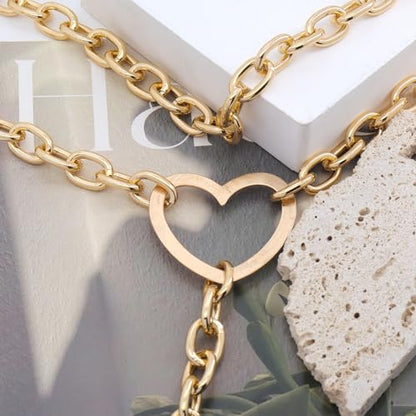 FUTIMELY Layered Chunky Y Necklace,Minimalist Plated Gold Geometric Thick Chain Lariat Necklace,Charming Adjustable Hip Hop Collarbone Necklace for Women - color: Gold