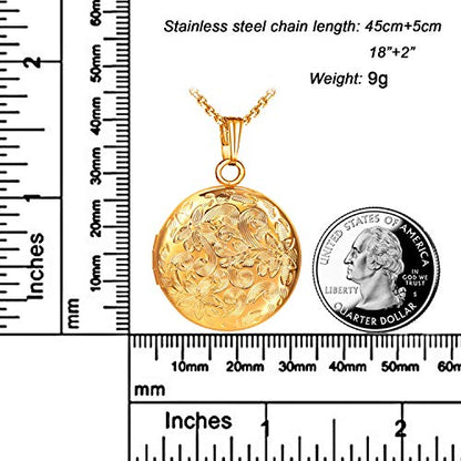 Locket Necklace that Holds Pictures Flower Lockets Pendant Necklaces Birthday Gifts Jewelry - style: Gold-plated Round