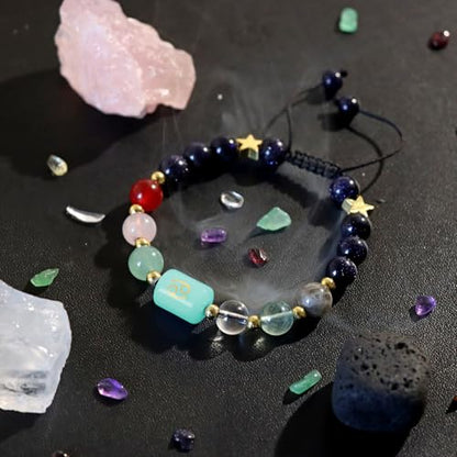 Zodiac Bracelets for Women 12 Constellations Healing Crystal Stone Beads Bracelet Birthday Zodiac Gifts Horoscope Spiritual Bracelet - color: Cancer-2