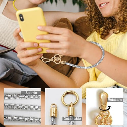 Crystal Phone Strap Crossbody Rhinestone Anti Theft Layered Strap Crossbody Cell Phone Neck for Women (Clear) - color: Clear