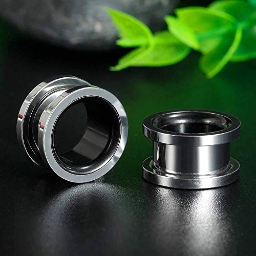 Ear Gauges Screw Surgical Steel Plugs, Flesh Stretchers Earrings, Size 2g to 30mm Colorful Tunnels. - color: S8288G, size: 22mm