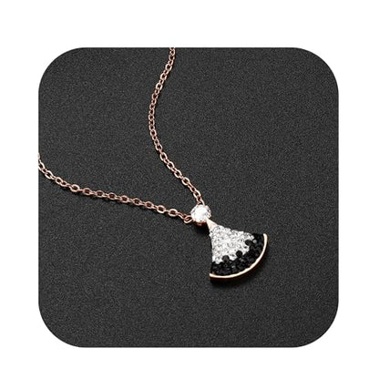 925 Sterling Silver Necklace for Women Trendy, Charming Layered Necklace with Cubic Zirconia Pendant for Her Womens Dainty Diamond Choker Necklaces Holiday Jewelry Gifts for Mom Wife Daughter Lover - color: Dress Pendant Necklace-Black&White