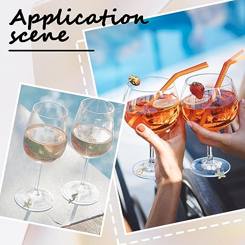 SUNNYCLUE 1 Box 14Pcs Glass Markers Bulk Glass Identifiers Wine Markers Charms Stafish Shells Suummer Ocean Hawaii Wine Identifiers for Gathering Wedding Gifts Party Favor Drinks Decor Supplies - style: 14 Sets Golden Tone Ocean Themed Wine Charms & Upgra