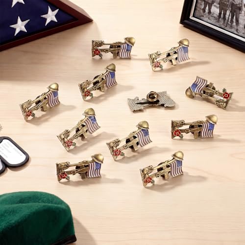 Tondiamo 4th of July Patriotic Poppy Pins Bulk Red Poppy Flower USA Flag Badges Pin for Independence Day Decoration - style: Novel Style